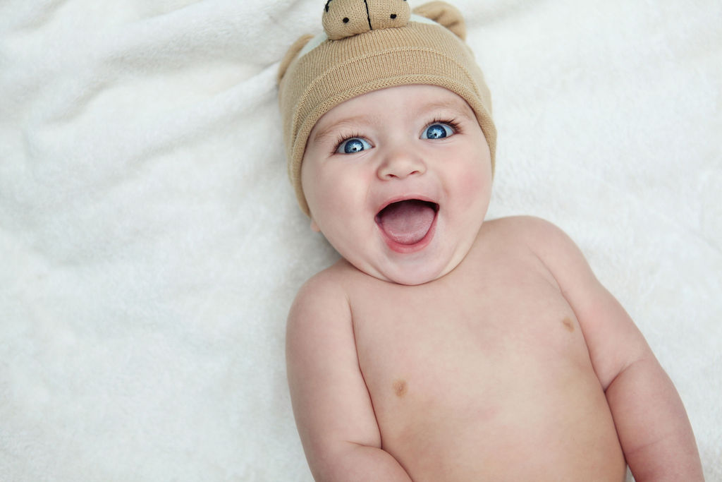 infant bright smile child portrait