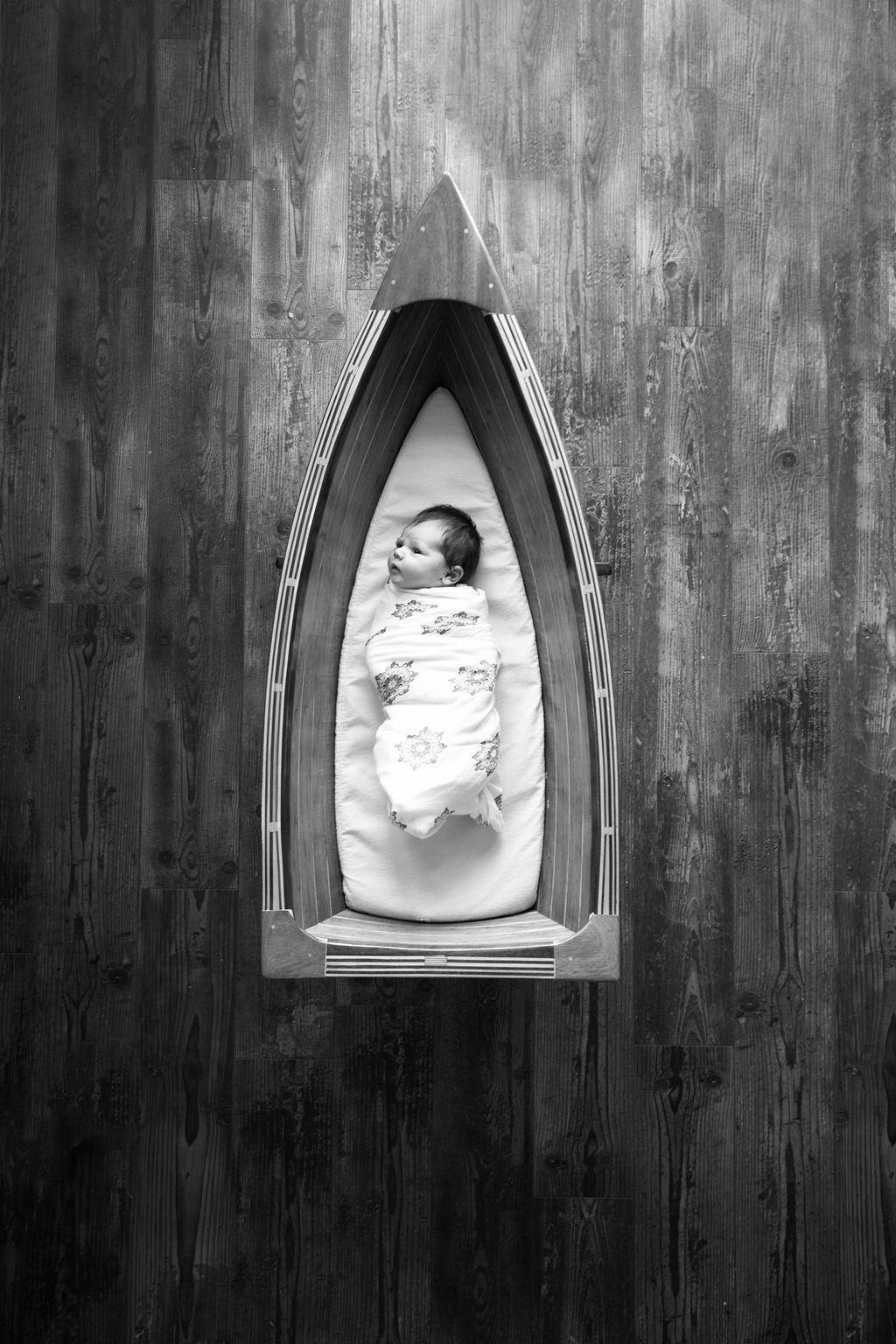 newborn artistic portrait black and white